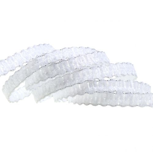 Floristik24 Dekorativ tape fløjlsoptisk hvid 10mm 20m