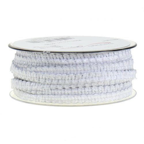 Floristik24 Dekorativ tape fløjlsoptisk hvid 10mm 20m