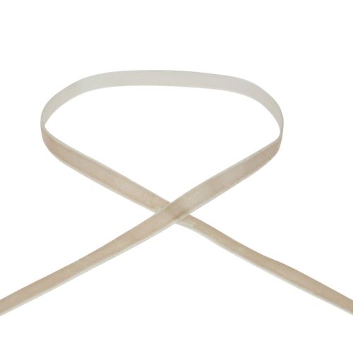 Artikel Dekorativt bånd fløjl bånd gavebånd fløjl beige 10mm 20m