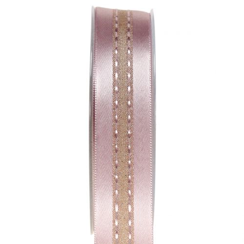 Dekorativt bånd med stribemønster lyserød 25mm 20m