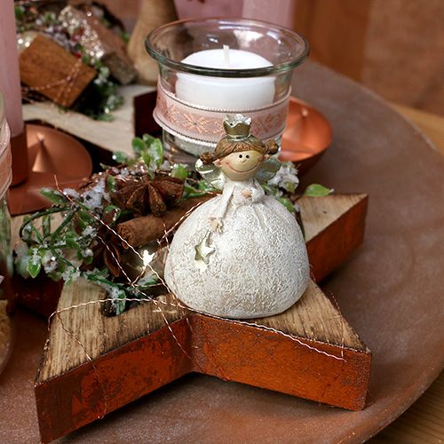 Floristik24 Dekorativ figur engel 6,5 cm creme, guld 8stk