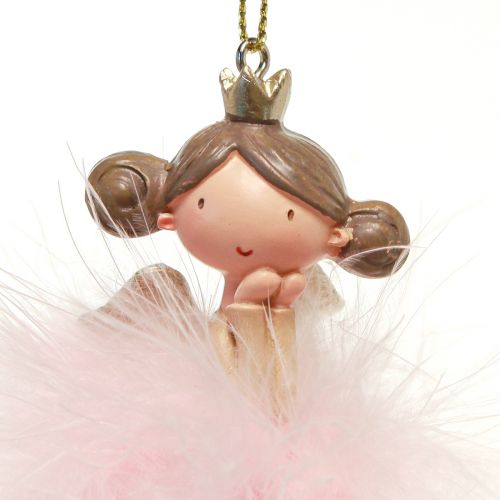Floristik24 Dekorativ figur engle prinsesse Juletræspynt hvid, pink 12cm 2 stk