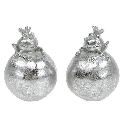 Deco figur frø på kugle sølv 8 cm 4stk | Floristik24.dk