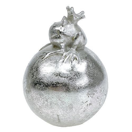 Deco figur frø på kugle sølv 8 cm 4stk | Floristik24.dk
