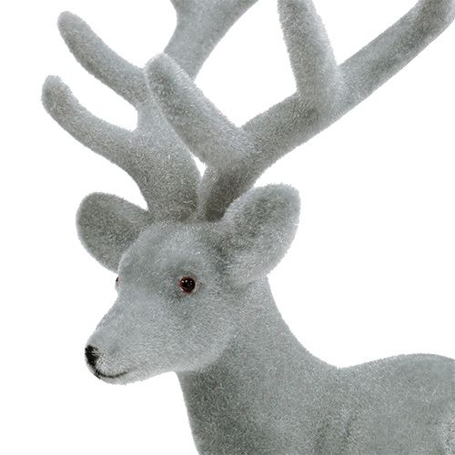 Floristik24 Dekorativ figur hjorte strømmet grå 22 cm 3stk
