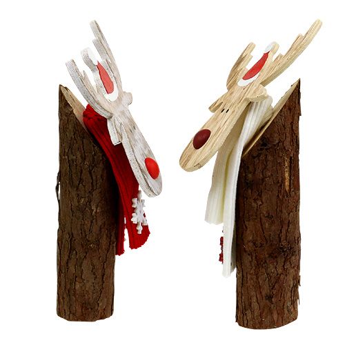 Floristik24 Deco figur træ elg med tørklæde 30 cm 2stk