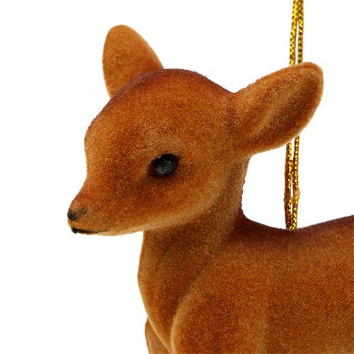 Artikel Dekorativ figur rensdyr ung brun 7,5cm flokket 2 stk