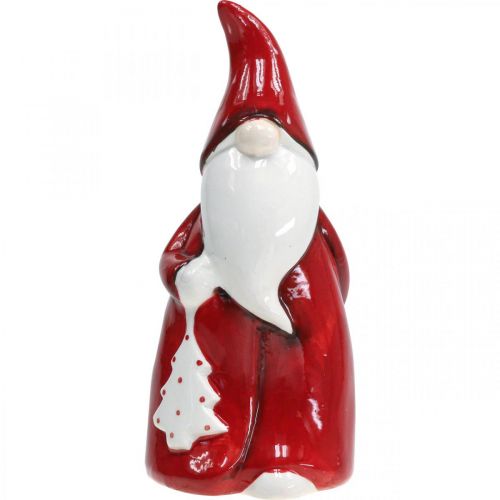 Artikel Julemandsfigur Rød, Hvid Keramik H20cm