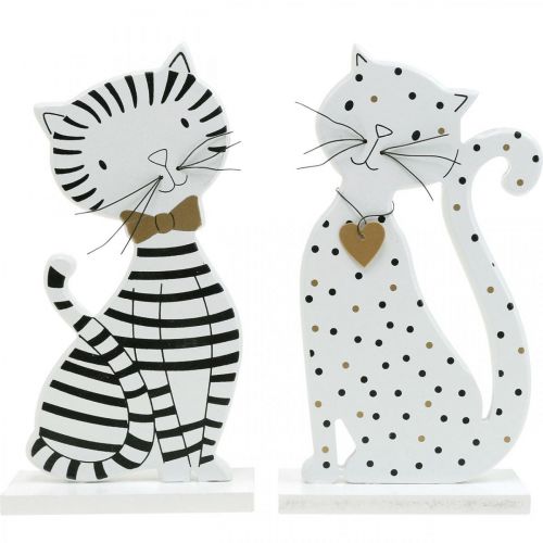 Floristik24 Deco figur kat, butik dekoration, katte figurer, træ dekoration 2 stk