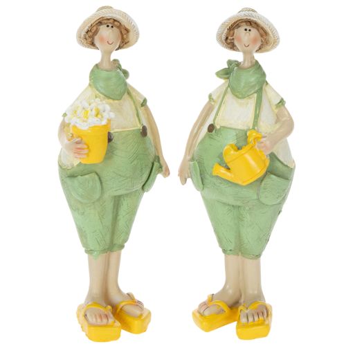 Dekorative havemandsfigurer, borddekoration, sommer, grøn/gul, 16,5 x 5,5 cm, 2 stk. købe | Floristik24.dk
