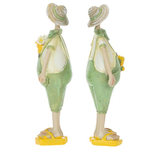 Dekorative havemandsfigurer, borddekoration, sommer, grøn/gul, 16,5 x 5,5 cm, 2 stk. | Floristik24.dk