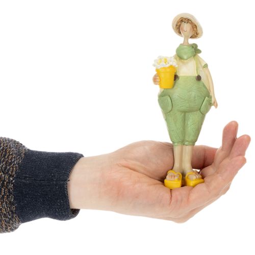Dekorative havemandsfigurer, borddekoration, sommer, grøn/gul, 16,5 x 5,5 cm, 2 stk. | Floristik24.dk