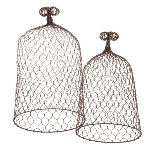 Dekorativ metalklokke, klatrehjælp, trådhætte, brun, rustfinish, H50/41cm Ø30/25cm, sæt med 2 købe | Floristik24.dk