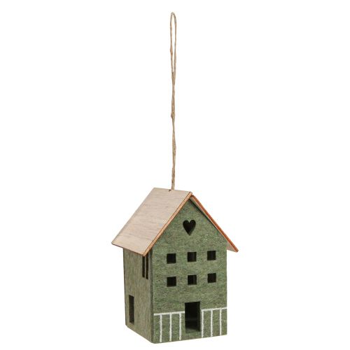 Artikel Dekorativ bøjle filt dekoration hus grøn natur 6cmx8cmx11cm 4 stk