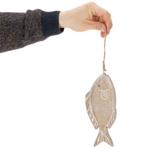 Dekorativ fiskeophæng i træ, 21 cm, 2 stk. | Floristik24.dk