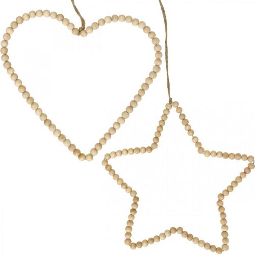 Artikel Deco bøjle juletræperler hjerte stjernetræ H20cm 3stk