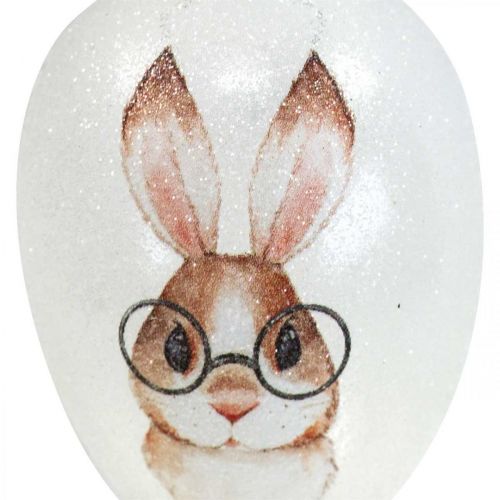 Artikel Deco bøjle glas deco æg kanin med glas glitter 5x8cm 6stk