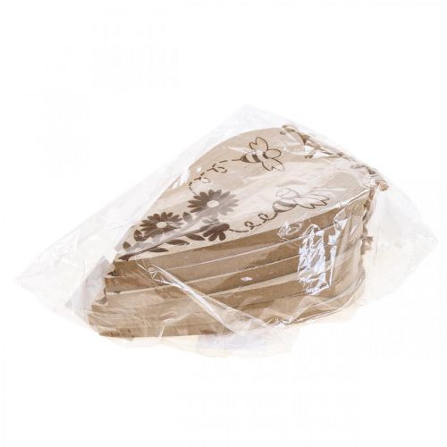 Artikel Dekorativ bøjle træ dekorative hjerter blomster bier dekoration 10x15cm 6 stk.