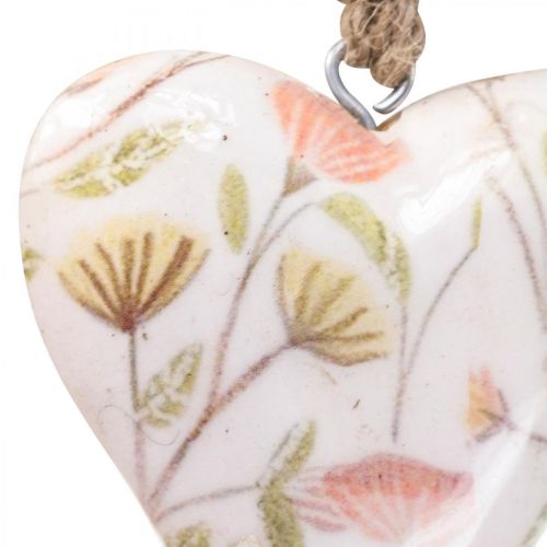 Floristik24 Deco bøjle træhjerte deco bøjle motiv blomster 7x10x2,5cm