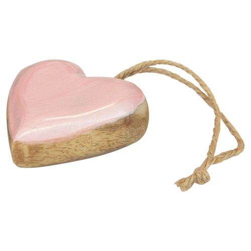 Artikel Dekorativ bøjle træ træhjerter dekoration lys pink skinnende 6cm 8 stk