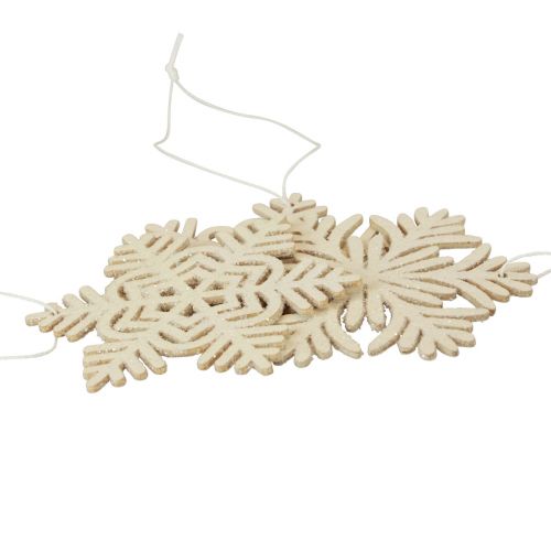 Floristik24 Deco bøjle træ snefnug deco hvid glitter Ø10cm 12stk