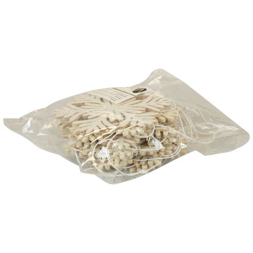 Floristik24 Deco bøjle træ snefnug deco hvid glitter Ø10cm 12stk