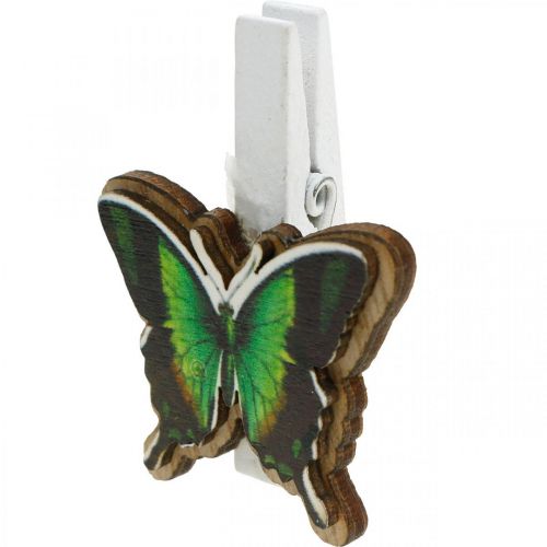Artikel Dekorativ klip sommerfugl, gave dekoration, forår, sommerfugle lavet af træ 6stk