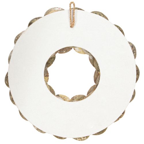 Artikel Dekorative krans træ abalone snegle hvid natur H30cm