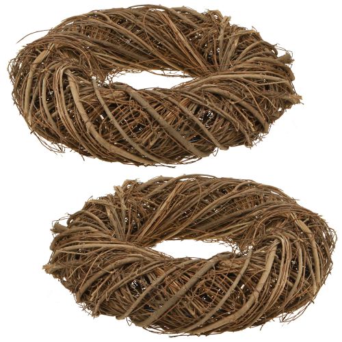 Artikel Dekorativ krans lavet af elmegrene i natur Ø28–30cm H6,5cm 2stk.