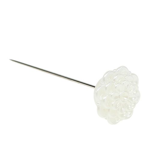 Floristik24 Dekorativ nålblomst hvid Ø2cm H6cm 24 stk