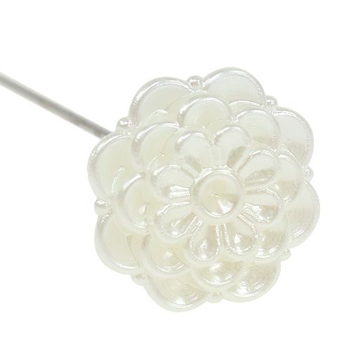 Floristik24 Dekorativ nålblomst hvid Ø2cm H6cm 24 stk