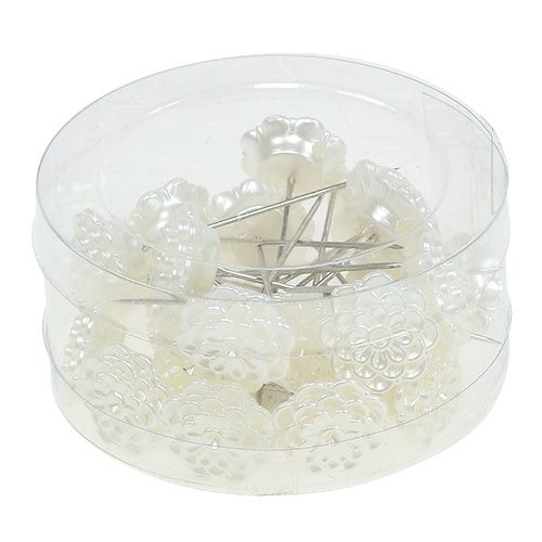 Floristik24 Dekorativ nålblomst hvid Ø2cm H6cm 24 stk