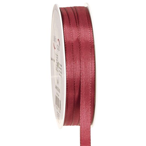 Artikel Dekorativt bånd smalt taftbånd Bordeaux 10mm 50m