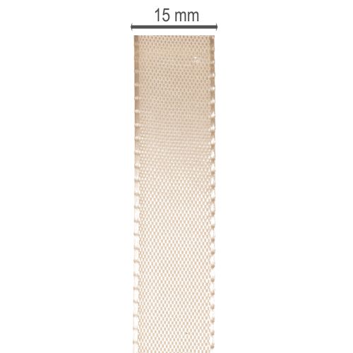 Dekorativt bånd satinbånd taftbånd beige 15mm 50m | Floristik24.dk