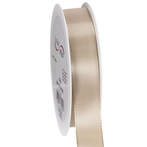 Dekorativt bånd satin beige taftbånd 25mm 50m