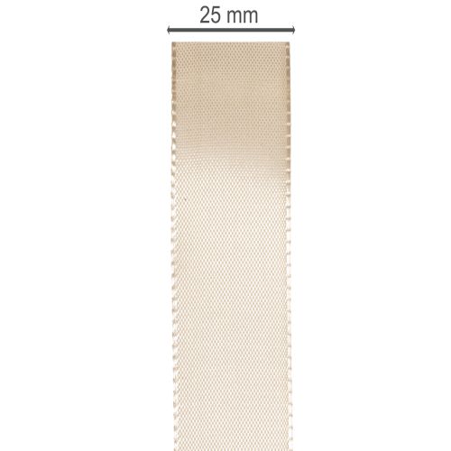 Dekorativt bånd satin beige taftbånd 25mm 50m | Floristik24.dk