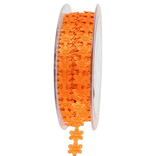 Floristik24 Dekorativt bånd med blomst 1 cm orange 20m