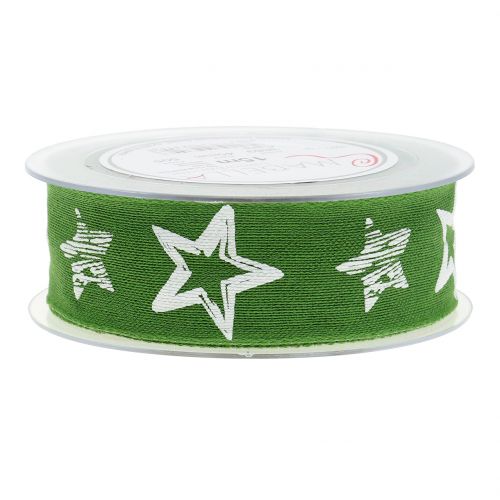 Floristik24 Dekorativ båndjute med stjernemotivgrøn 40mm 15m