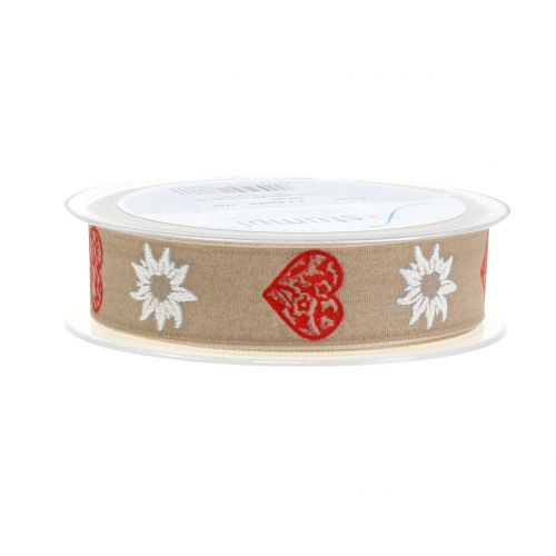 Floristik24 Pyntebånd med edelweiss natur 25mm 20m