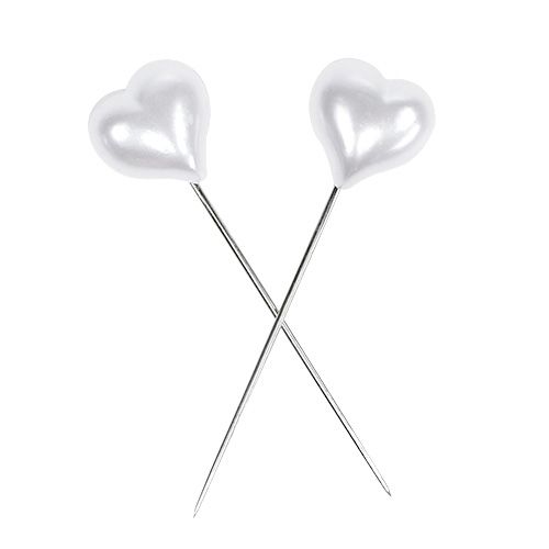 Floristik24 Dekorativ hjertestift hvid 1,5 cm 36stk