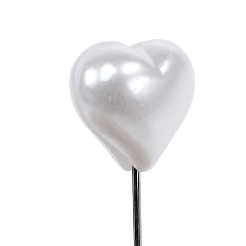 Floristik24 Dekorativ hjertestift hvid 1,5 cm 36stk