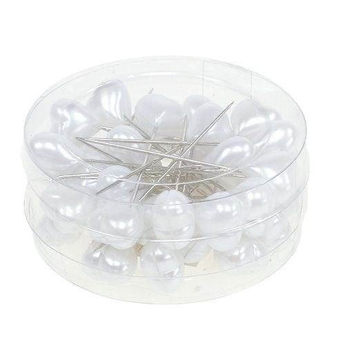 Floristik24 Dekorativ hjertestift hvid 1,5 cm 36stk