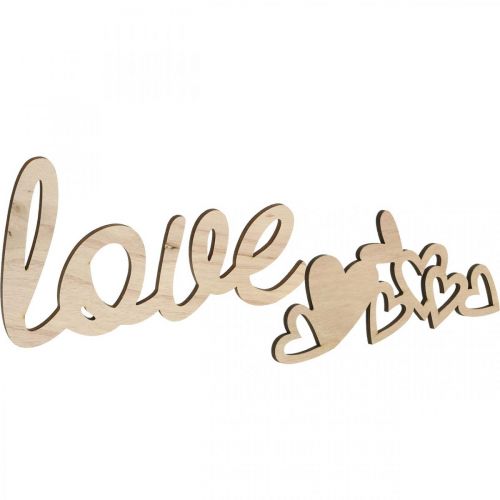 Artikel Hjerter &quot;Love&quot; trædekoration naturlig med magnet dekorationsskilt 20,5/25cm 6 stk.