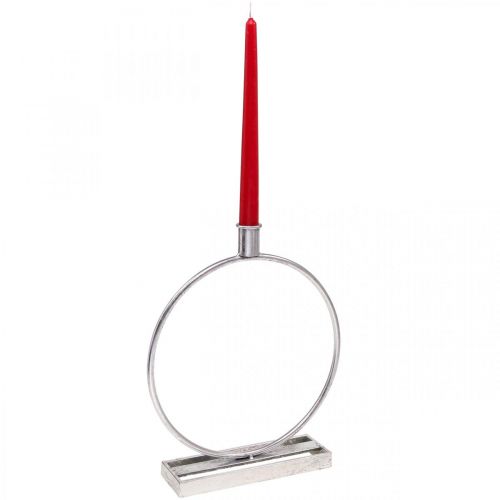Floristik24 Dekorativ ring metal lysestage antik sølv Ø25cm H30,5cm