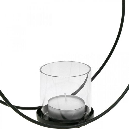 Floristik24 Dekorativ ring lanterne metal lysestage sort Ø28,5cm