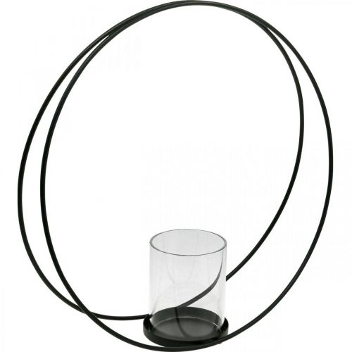 Floristik24 Dekorativ ring lanterne metal lysestage sort Ø35cm