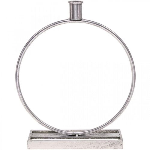 Floristik24 Dekorativ ring metal lysestage antik sølv Ø25cm H30,5cm