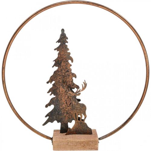 Floristik24 Dekoration julegran hjorte metal træ bund Ø38cm