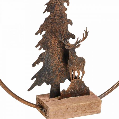 Floristik24 Dekoration julegran hjorte metal træ bund Ø38cm