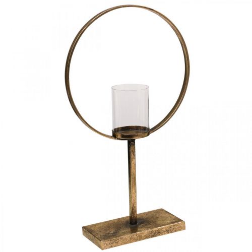 Floristik24 Dekorationslanterne Metal Lysestage Gyldent Glas Ø28cm